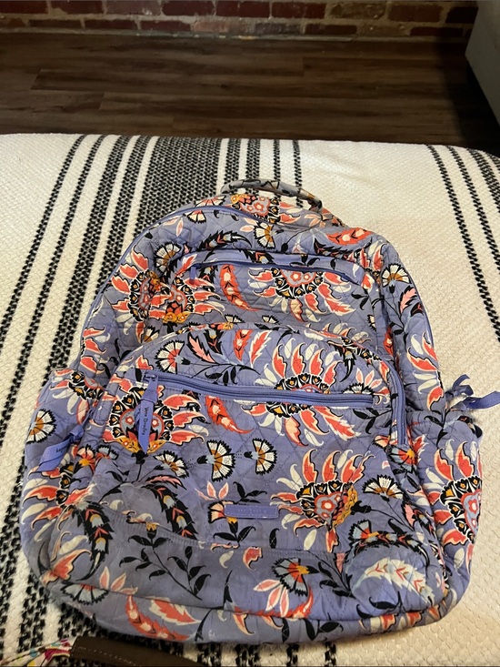 Vera Bradley Handbags - Vera Bradley Lavender Floral Quilted Backpack with Orange Accents